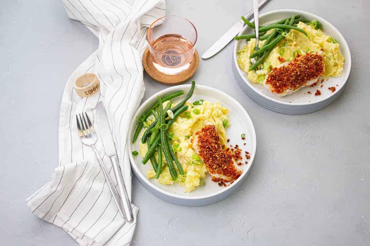 Poisson & Crumble de Chorizo, Purée Express