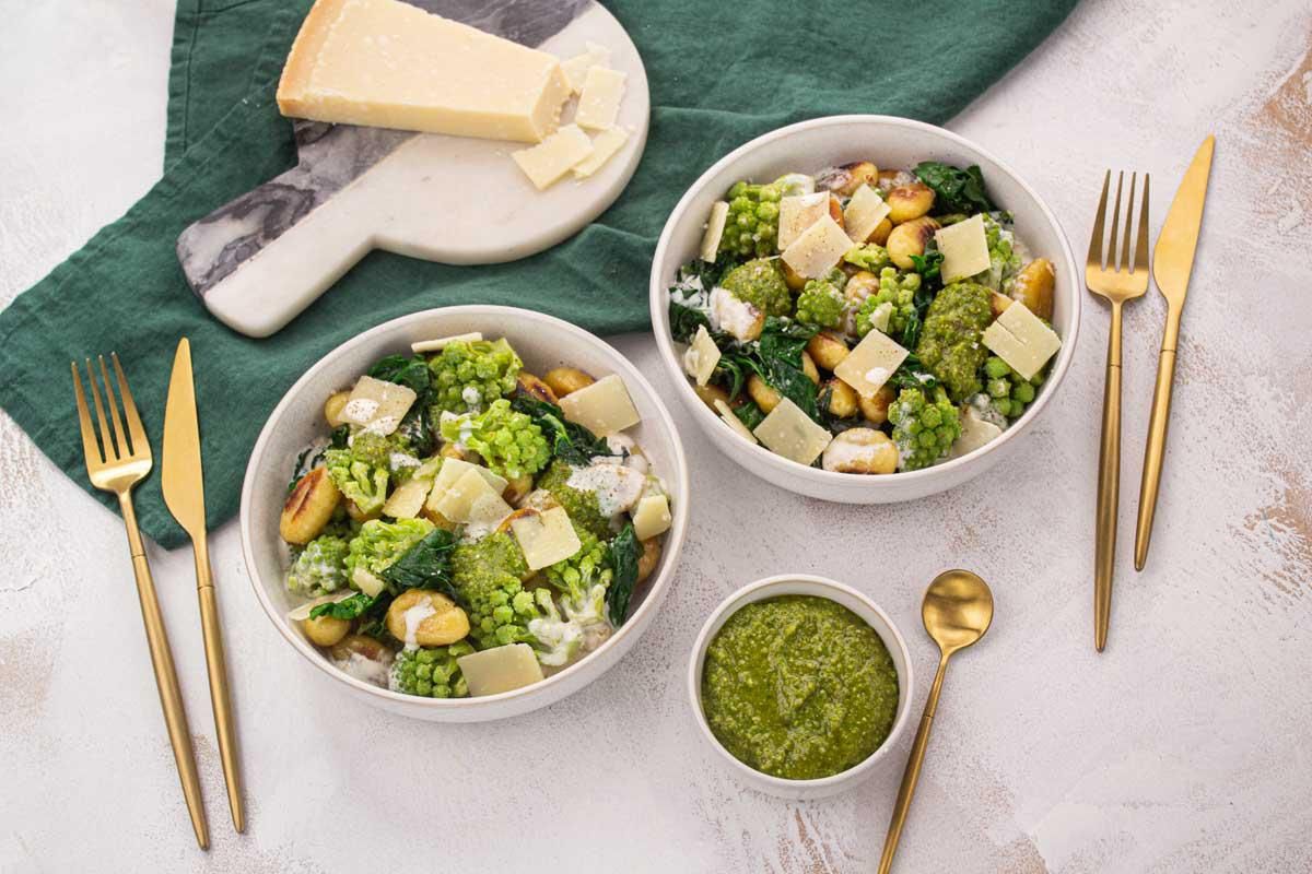 Gnocchis au Pesto et Chou Romanesco