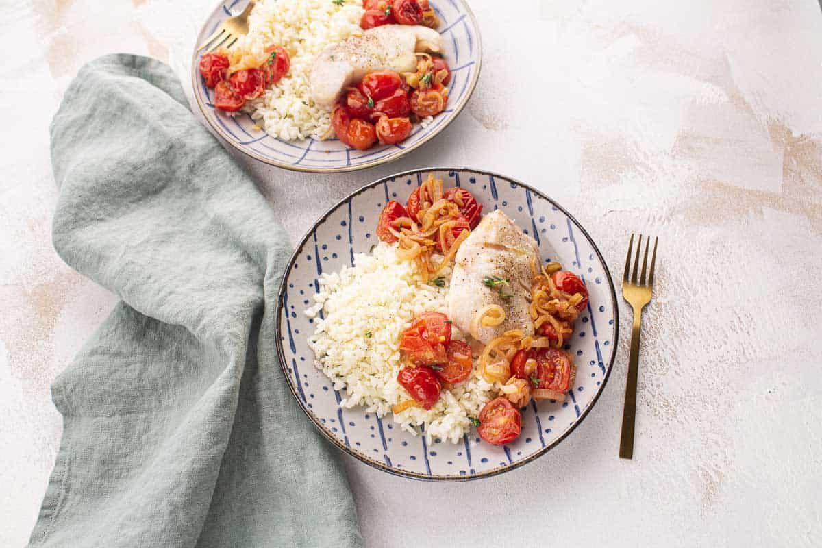Poisson de la Criée & Compotée de Tomates Cerises