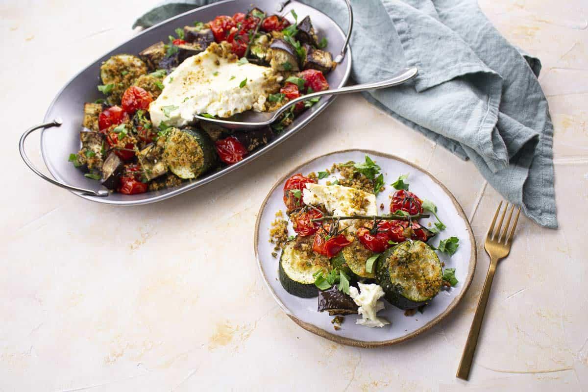 Feta Rôtie & Légumes Persillés