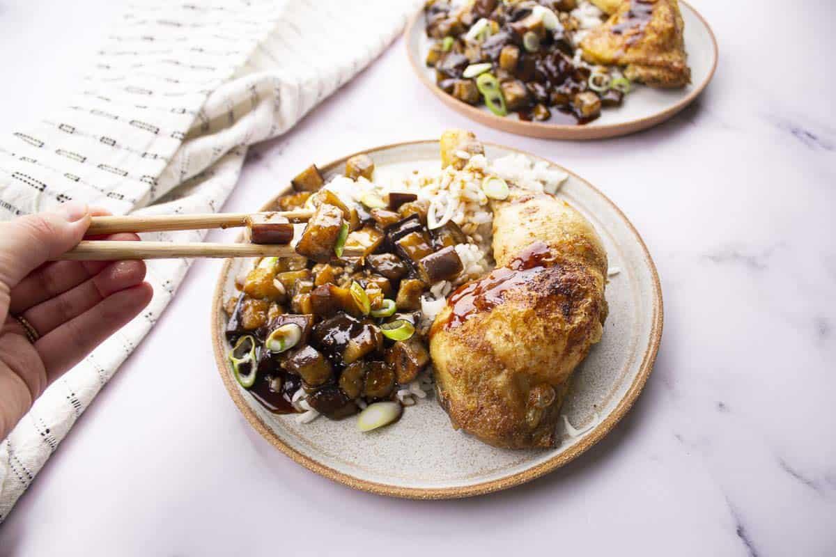 Poulet au Gingembre & Aubergine Laquée Teriyaki