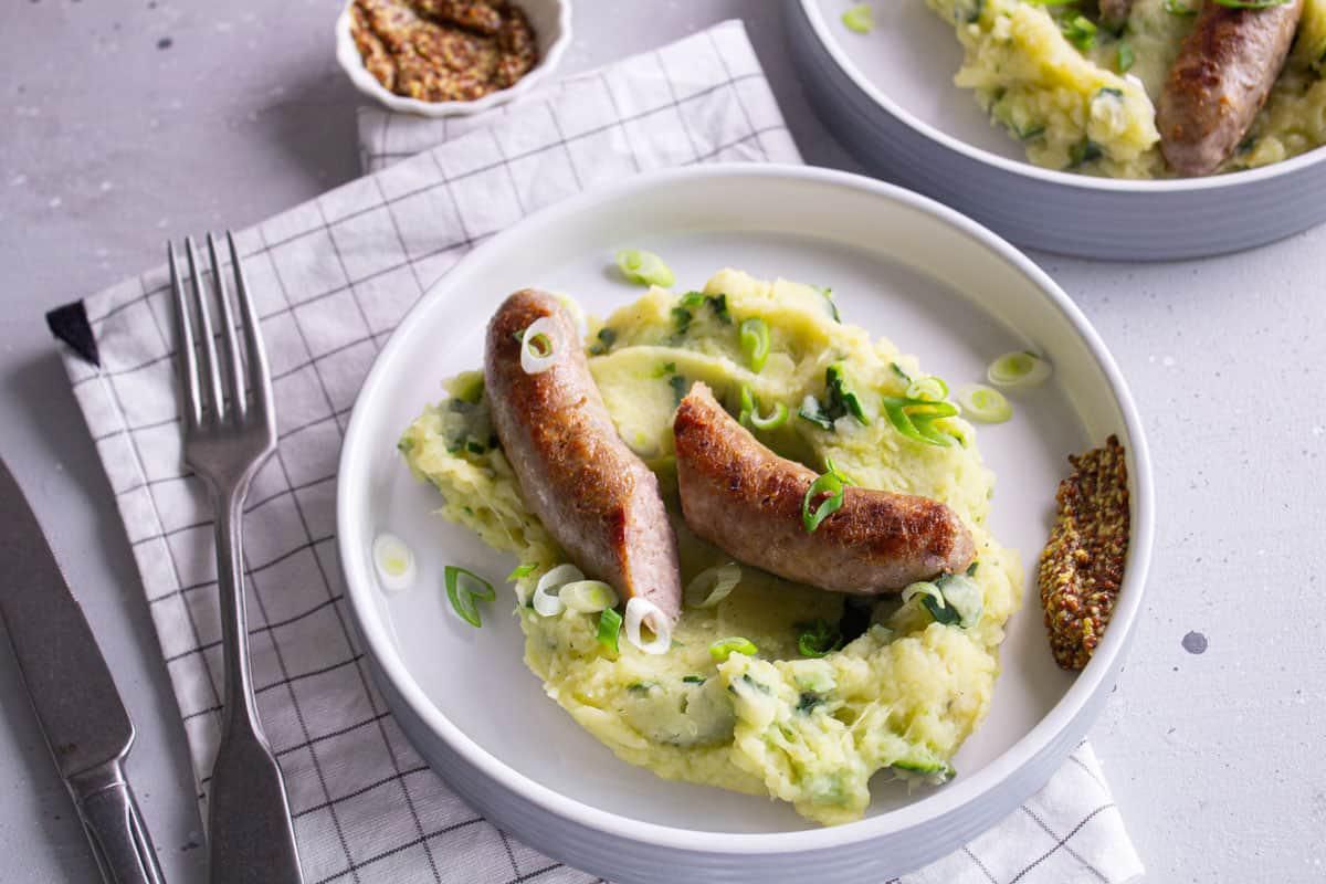 Saucisse Purée de Patates & Courgette