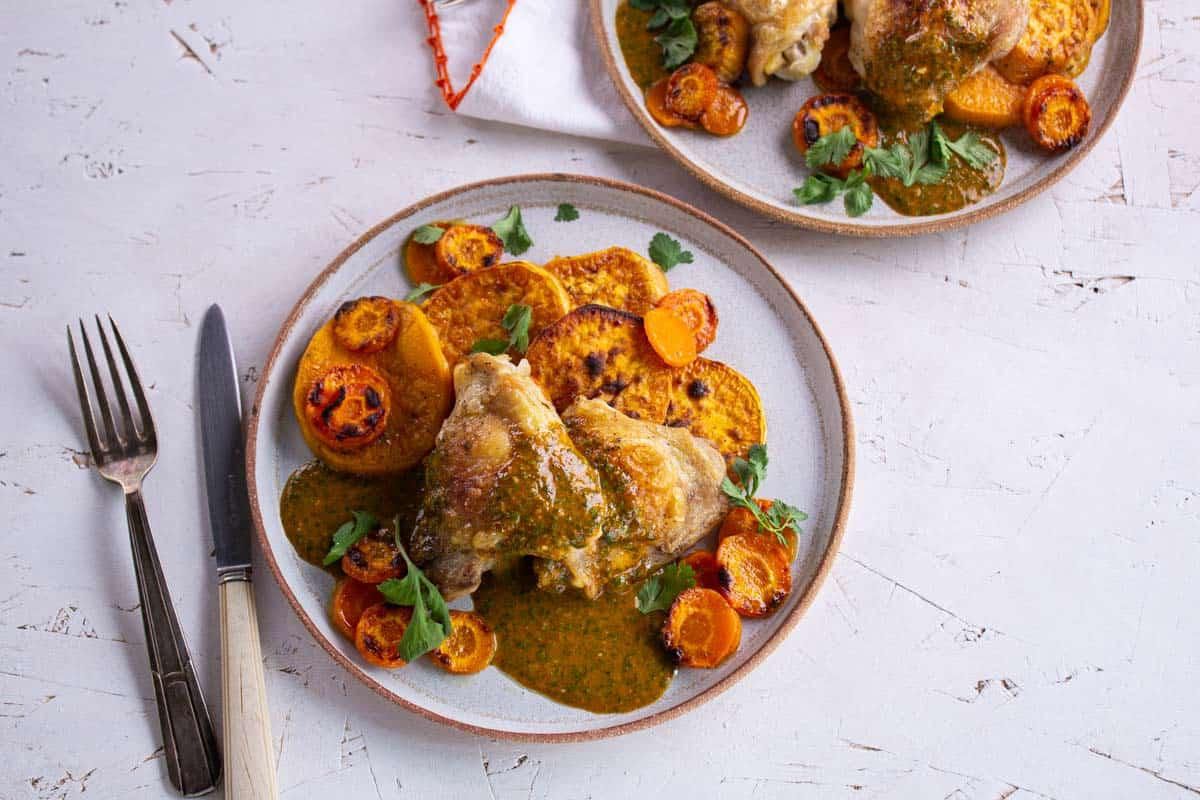 Poulet Rôti à la Chermoula & Légumes Rôtis