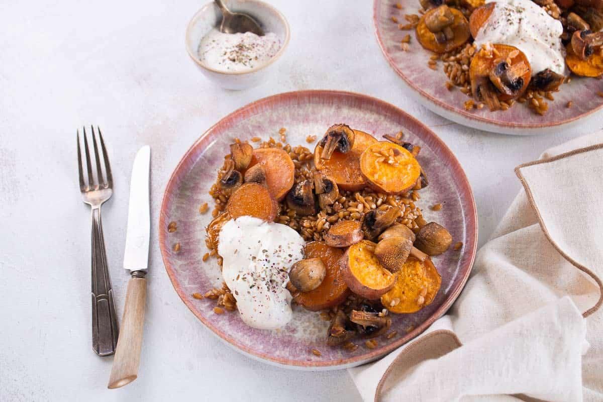 Patate Douce Rôtie Petit Épeautre et Tzatziki