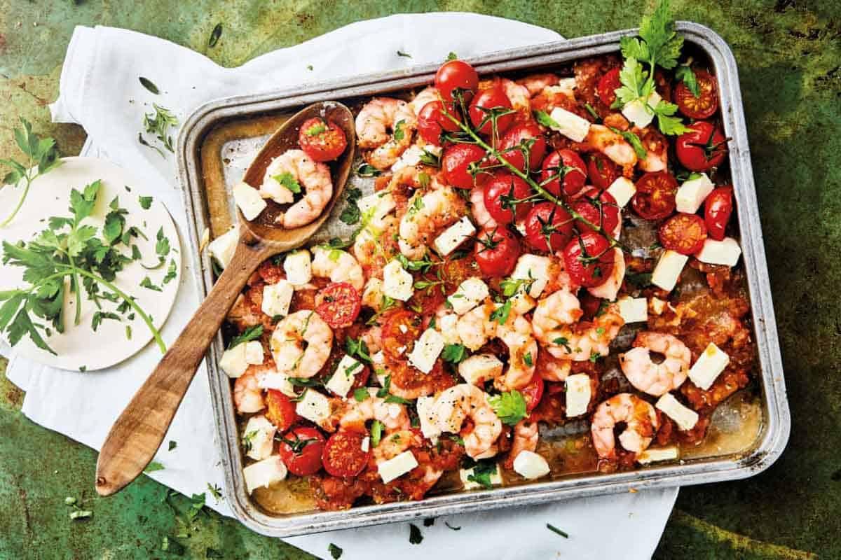 Crevettes à l'Ail, Tomate et Feta