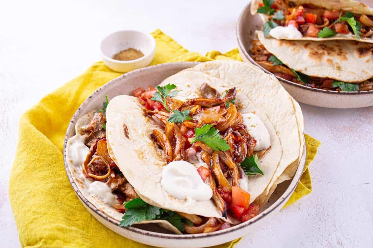 Tacos de Pleurotes façon "Pulled Pork"