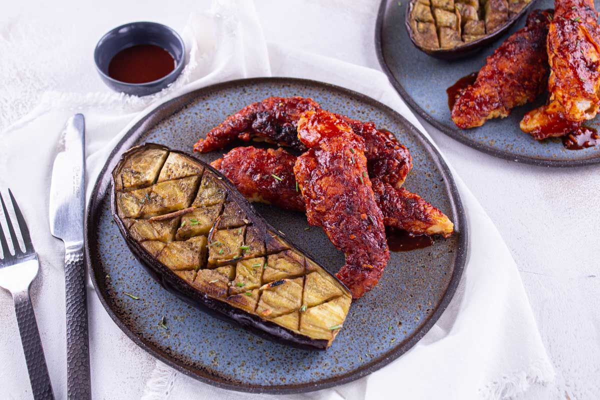 Poulet Croustillant à la Coréenne & Aubergine Rôtie