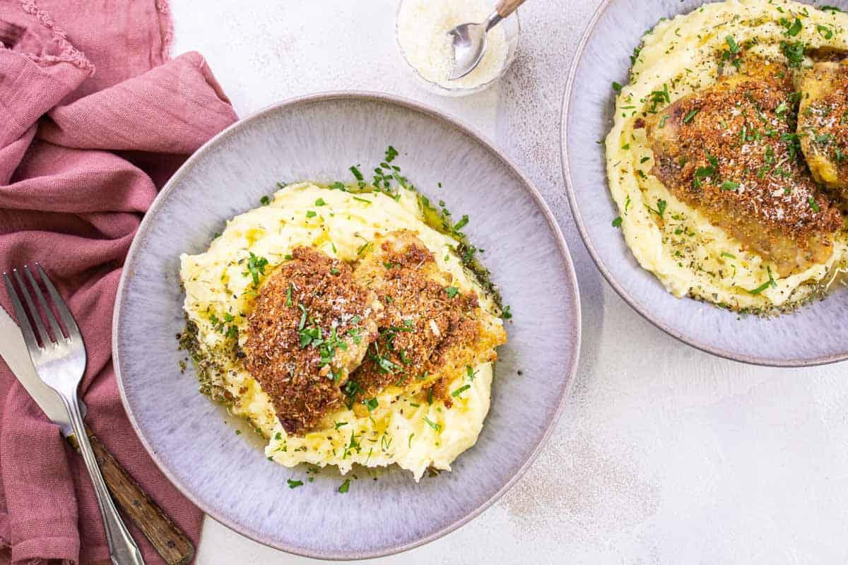 Poulet & Crumble à la Moutarde, Écrasé de Pommes de Terre