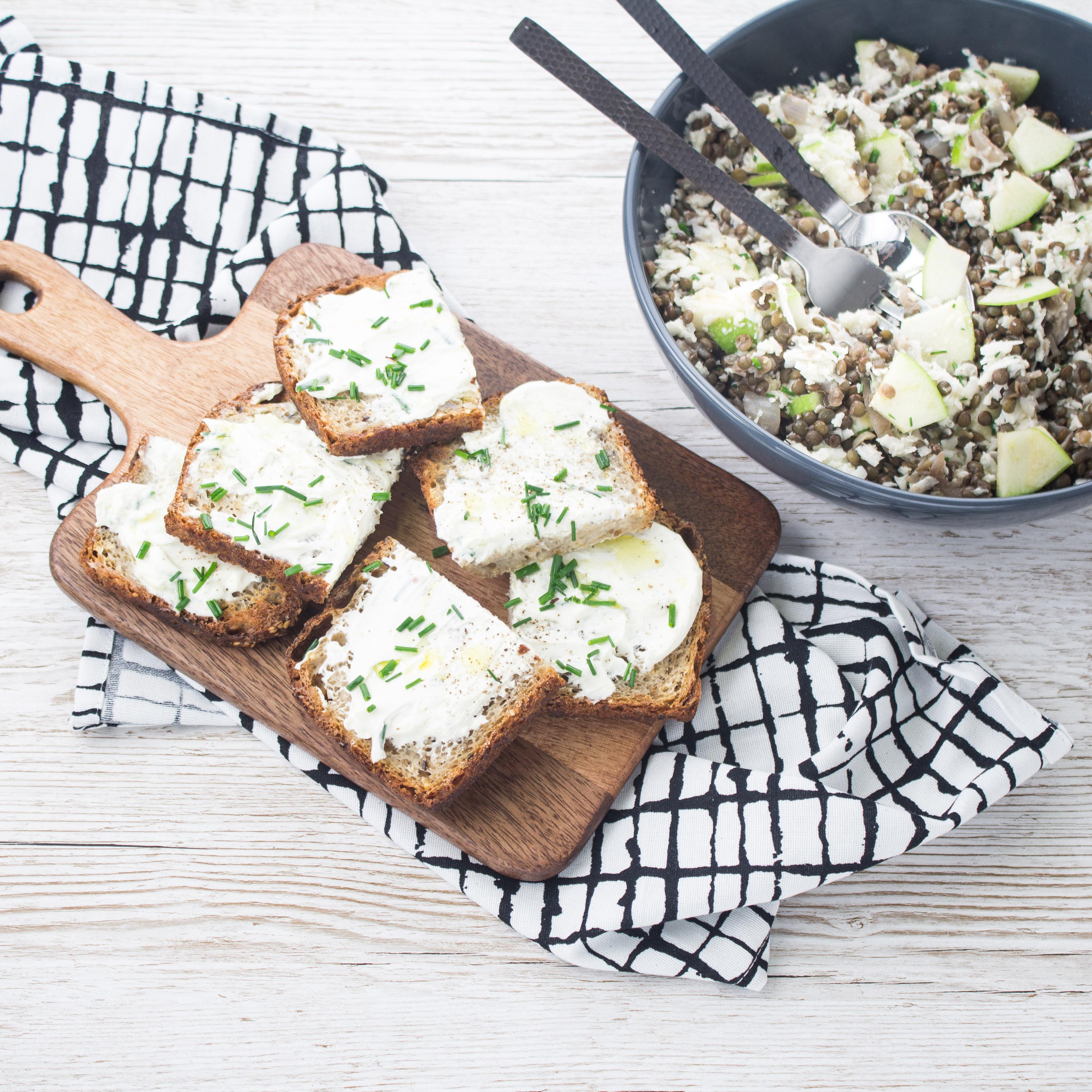 Tartines de Chèvre & Lentilles au Tahini