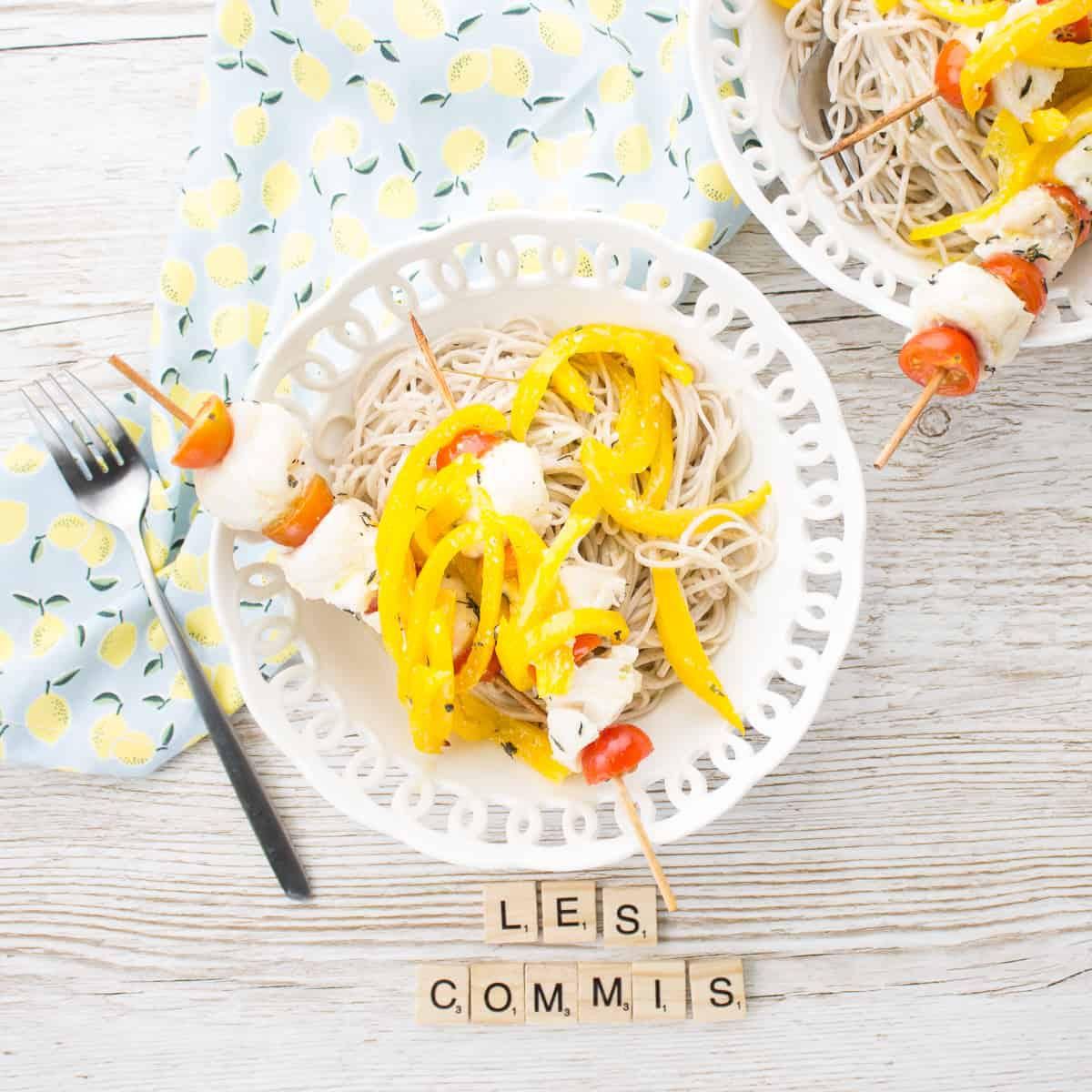 Brochettes de Poisson Mariné & Soba