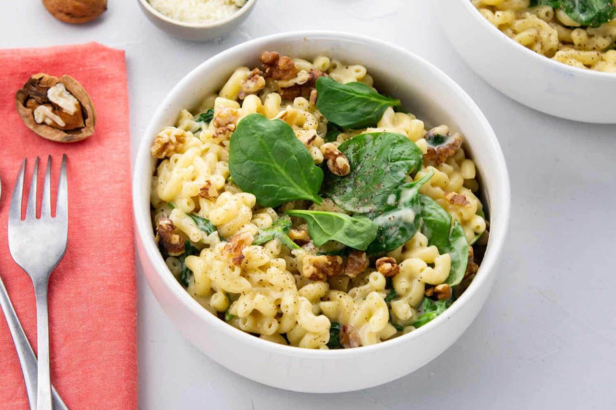 Risotto de Coquillettes aux Épinards & Noix