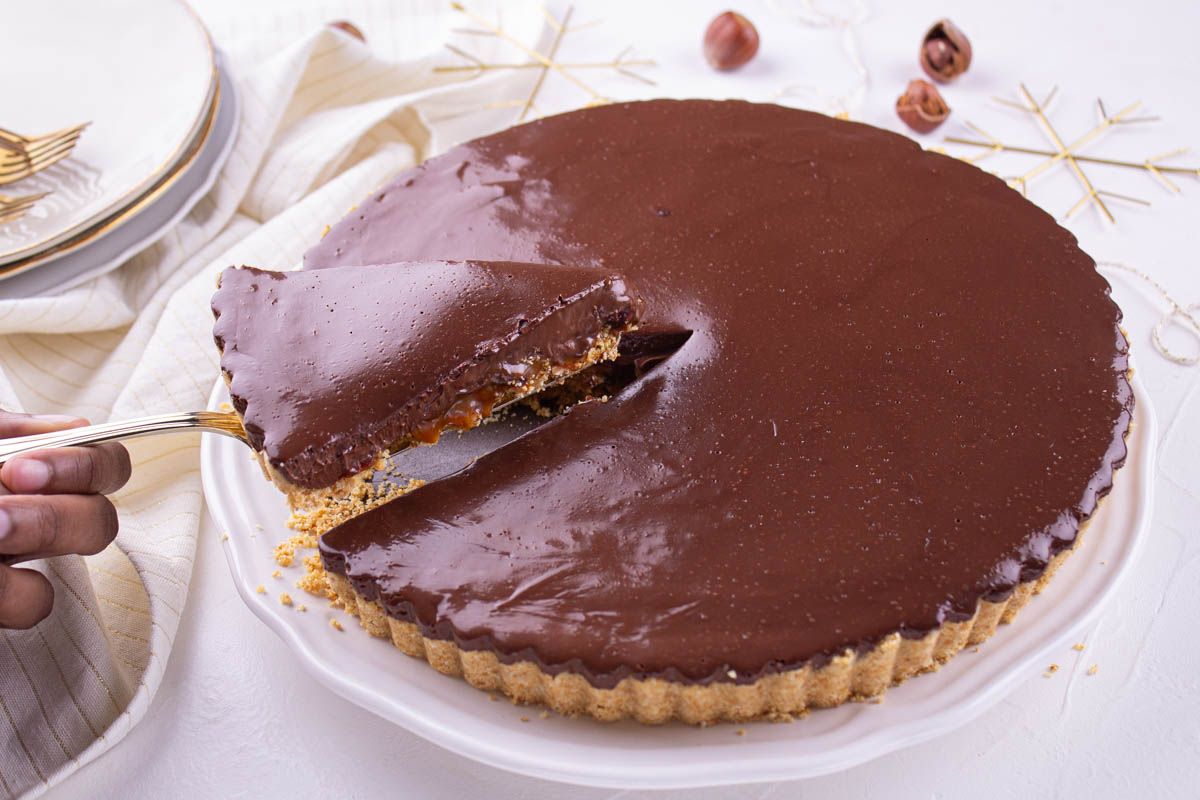 Tarte au Caramel Croquant et au Chocolat