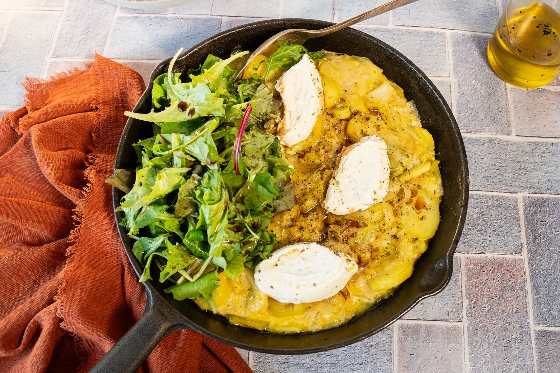 Frittata aux Pommes de Terre, Poireaux et Ricotta