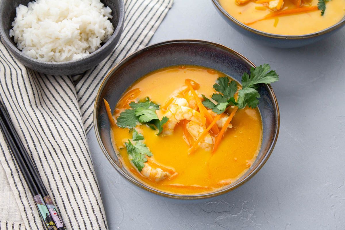 Velouté Thaï aux Crevettes & Riz de Camargue