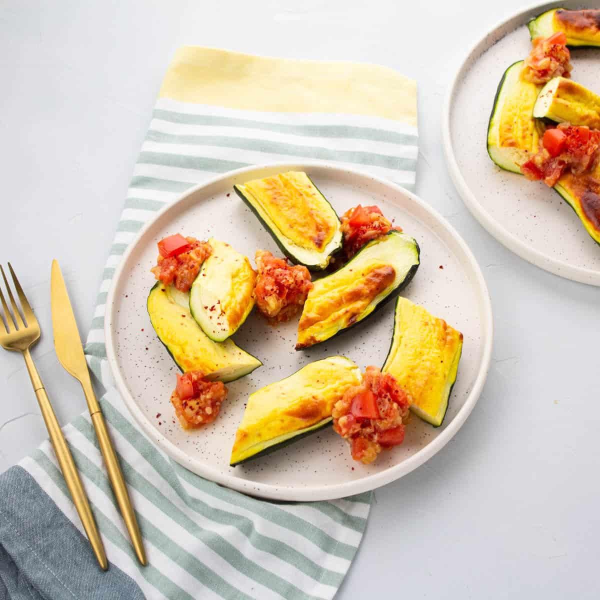 Courgettes Farcies & Compotée de Tomates