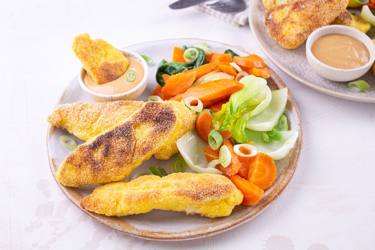 Poulet Croustillant & Miso Mayo aux Légumes Sautés