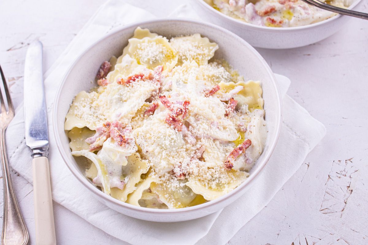 Ravioli aux Tomates Confites & Crème Carbonara