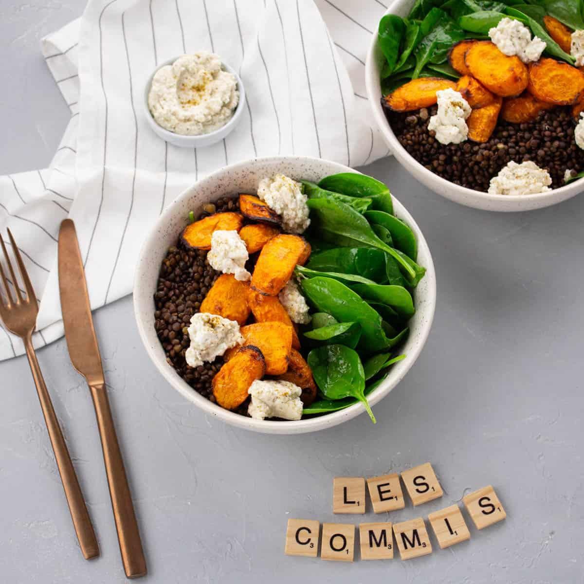 Bowl Lentilles-Carottes & Chèvre au Miel