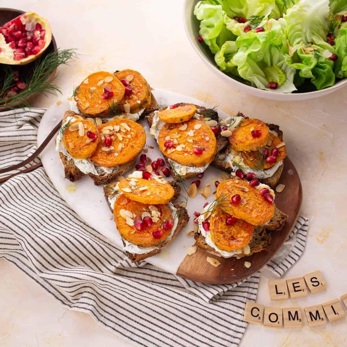Tartines de Chèvre Frais & Patates Douce