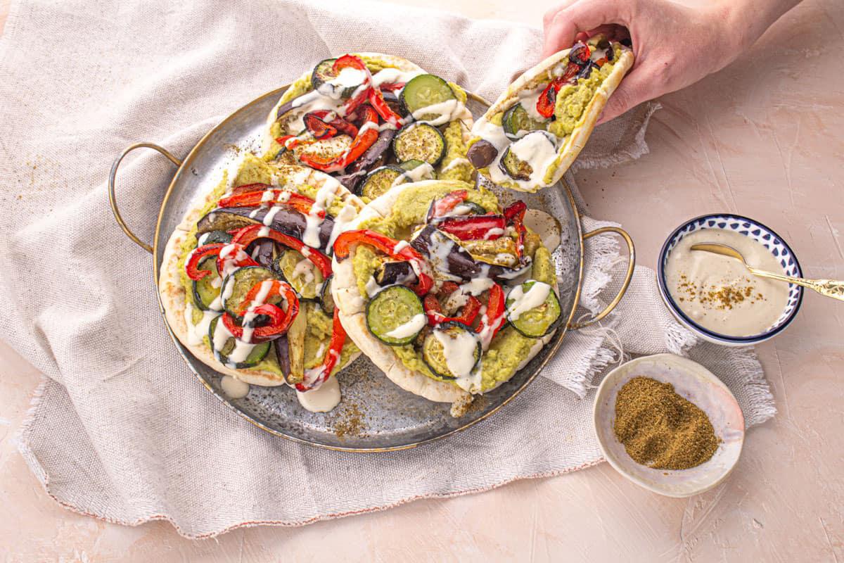 Pitas, Houmous & Légumes Grillés