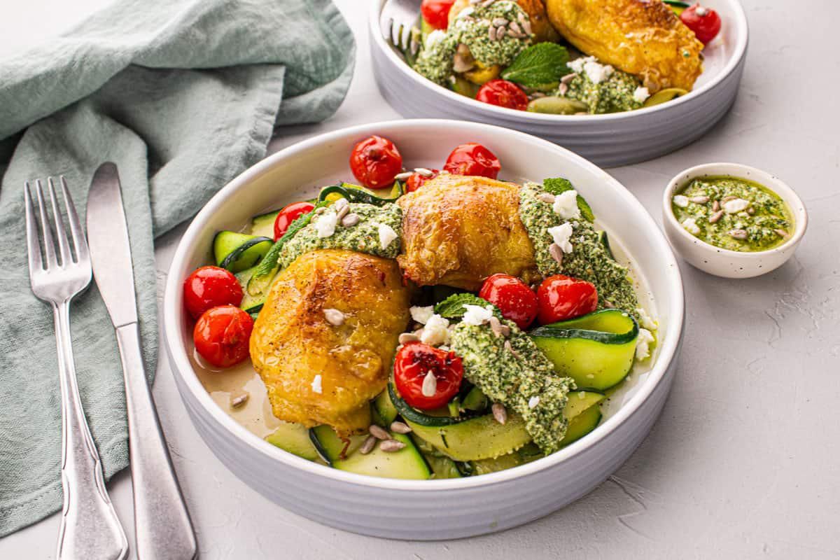 Poulet Rôti Courgettes & Pesto à la Menthe