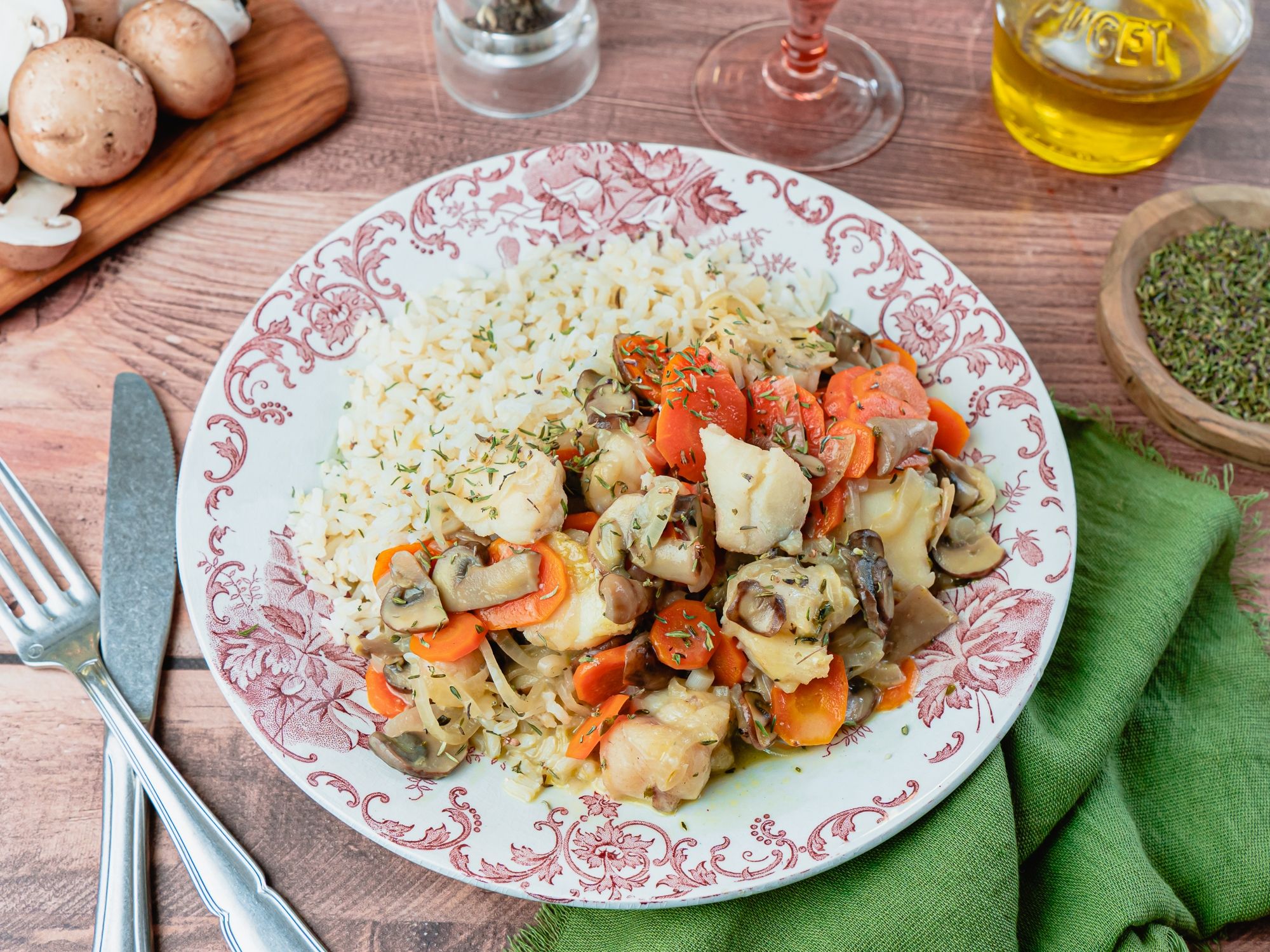 Blanquette de Poisson aux Champignons - Recette - Les Commis