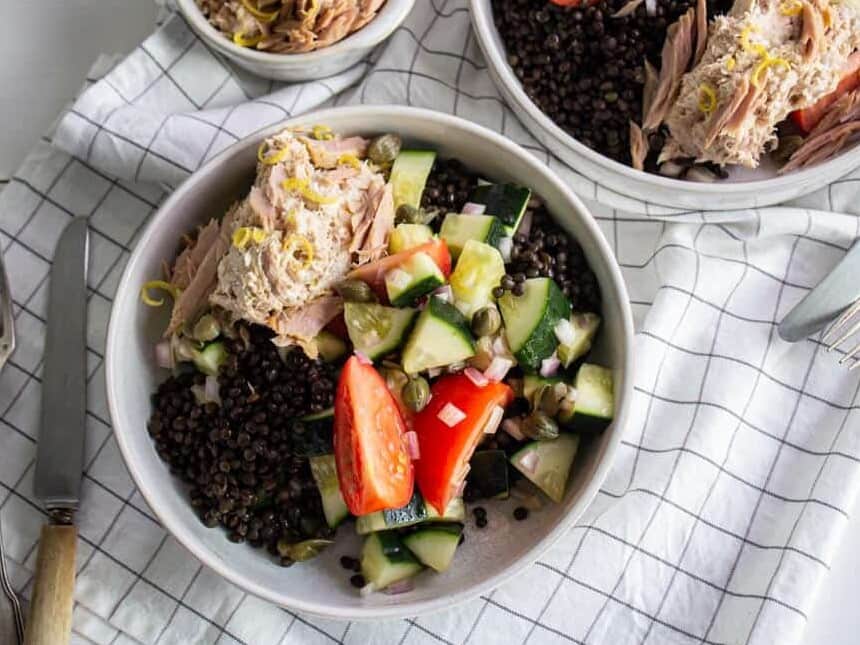 Salade Thon, Fromage frais & Lentilles Beluga