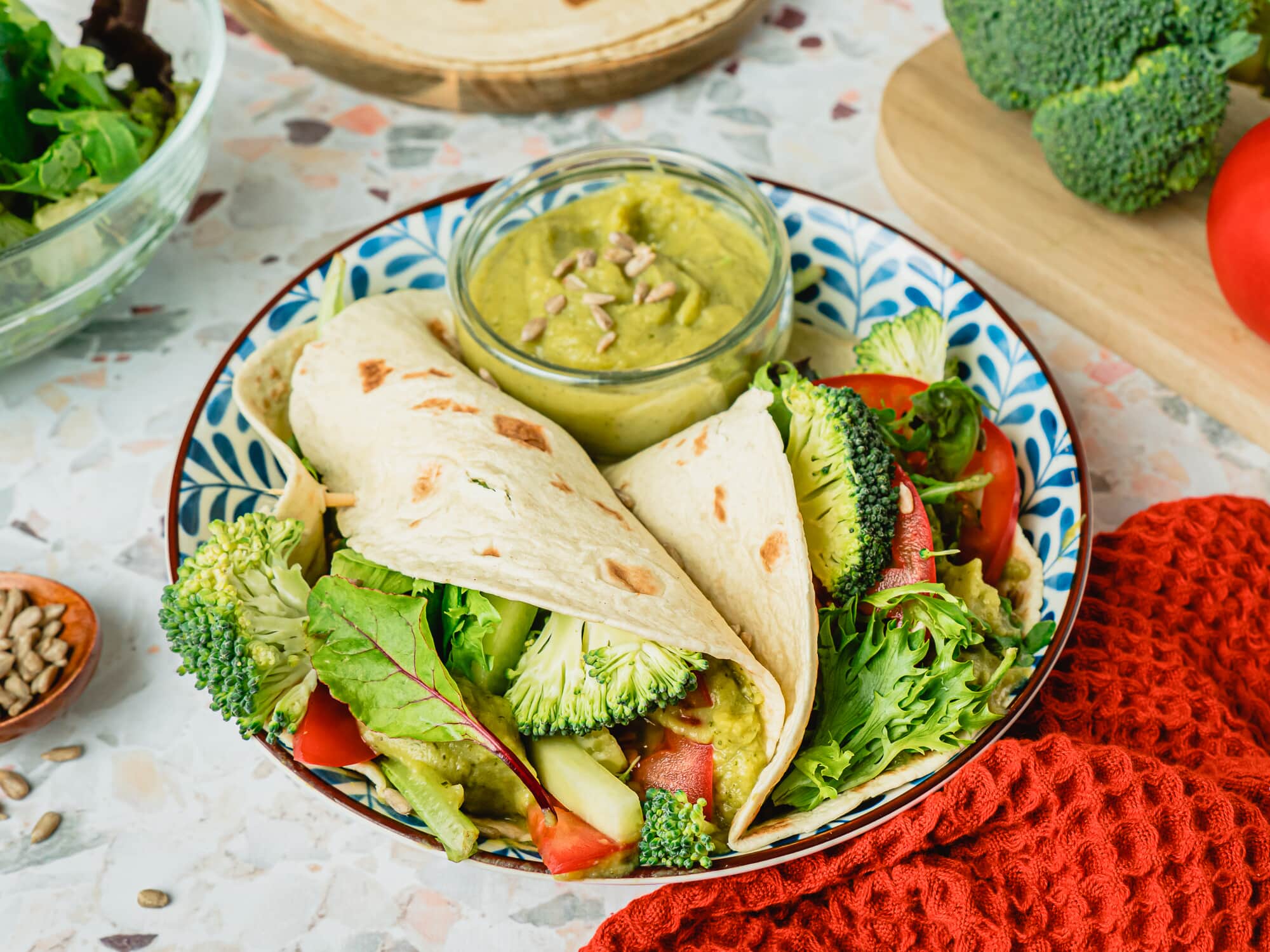 Pitas de Légumes & Guacamole de Brocoli